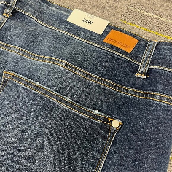 NWT Judy Blue Womens Boyfriend Fit Jeans Size 24W High Rise Dark Wash Button Fly - Picture 8 of 11